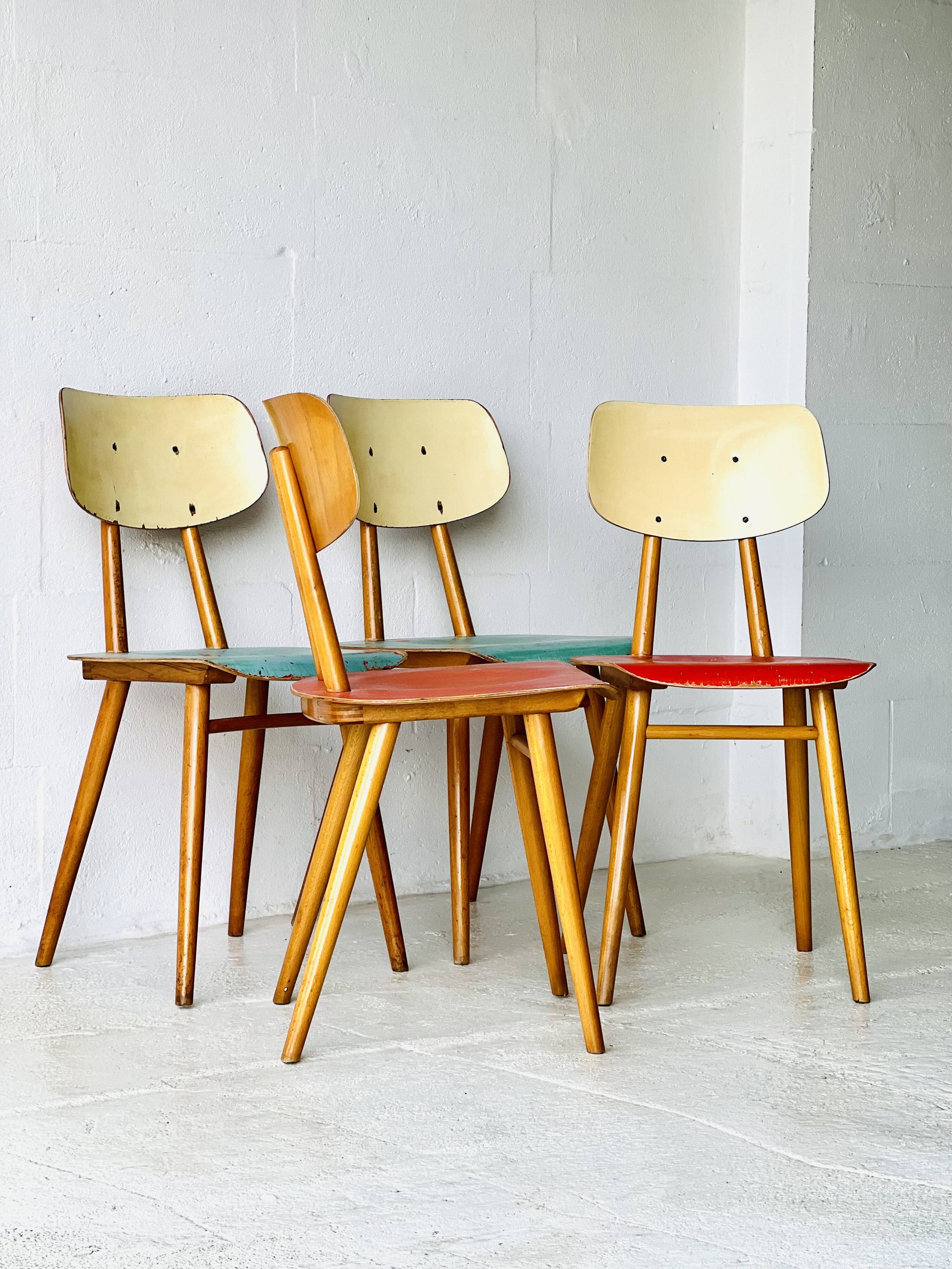 4 chaises Ton, 1960