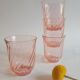 Set de 4 verres à eau en verre rose torsadé vintage