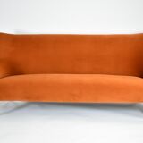 Vintage Three-seater velvet Sofa, Germany 1960s, rusty, restored