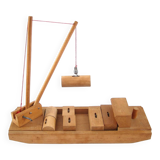 Vintage 60s wooden toy boat by "Sliedrecht"