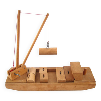 Vintage 60s wooden toy boat by "Sliedrecht"