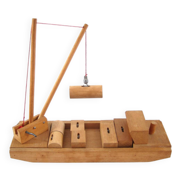Vintage 60s wooden toy boat by "Sliedrecht"
