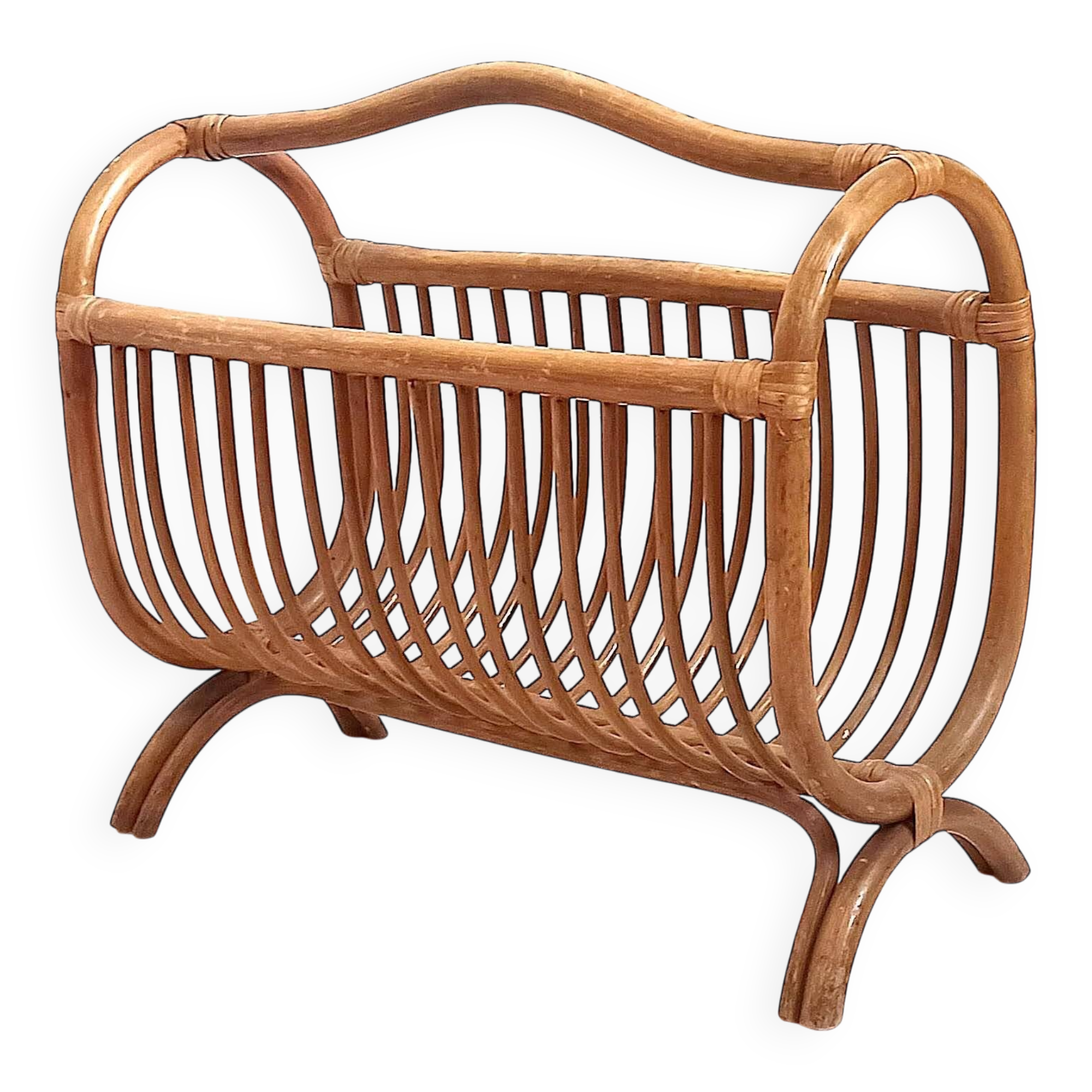 Porte-revue en rotin, années 60