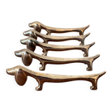 Set of 5 vintage dachshund knife rests – Metal dog knife rests
