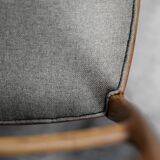 Vintage Mid-Century Danish Modern Elegant Teak & Grey Fabric Chairs, 1960s