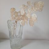 Chiseled glass vase, "round and striped" patterns