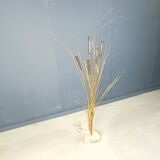 Vintage brass cattail floor lamp by Daniel D'Haeseleer, 1970s