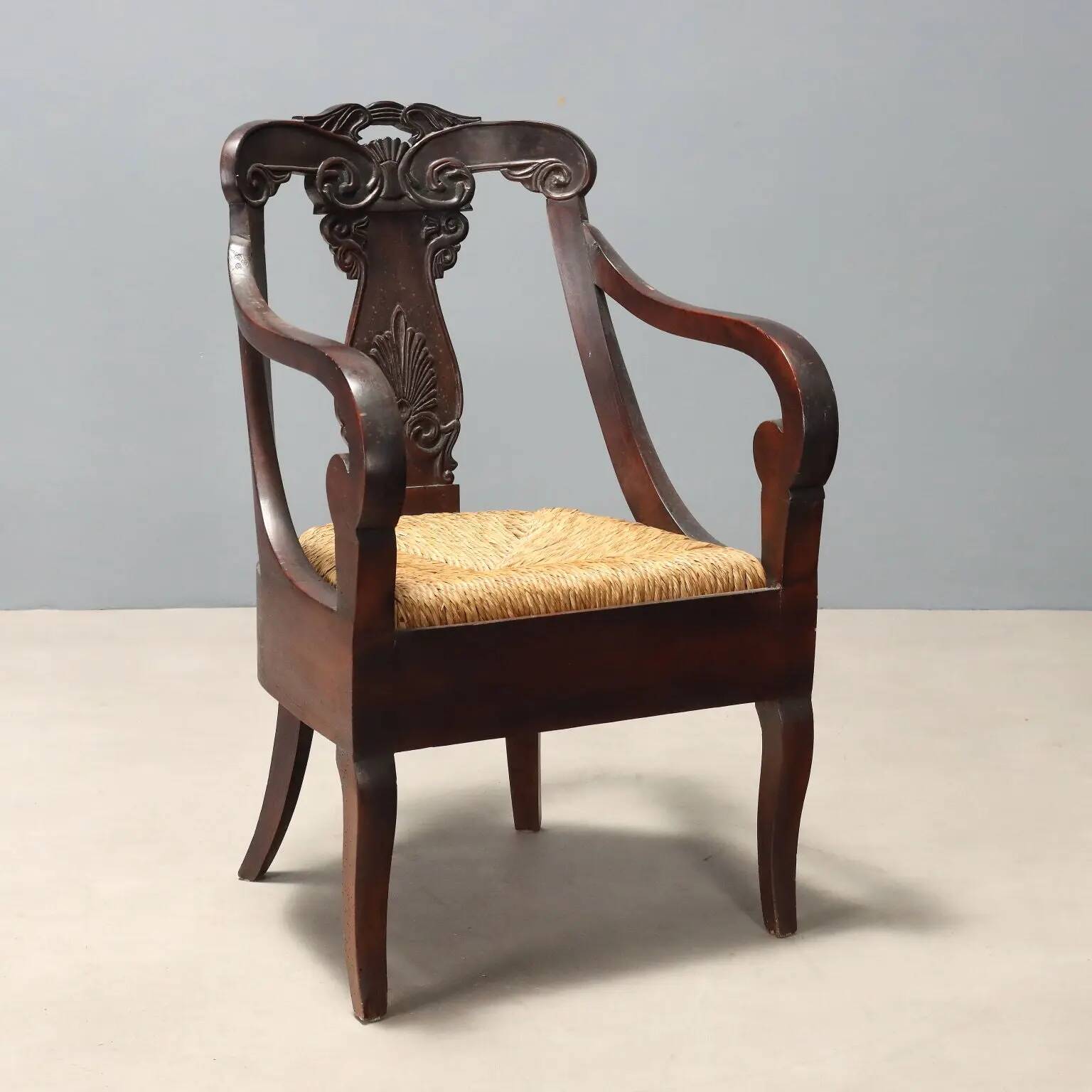 Restoration style walnut armchair from the 19th century