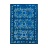 Handmade carved anatolian 1980s 216 cm x 316 cm blue carpet