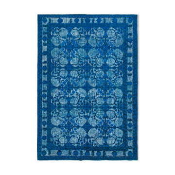 Handmade carved anatolian 1980s 216 cm x 316 cm blue carpet