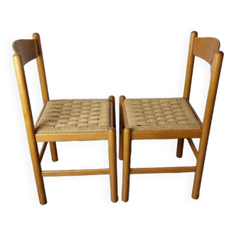 2 braided raffia rope chairs