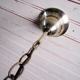 Suspension dome in satin and brass glass