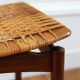 Scandinavian teak and wicker stool Olholm 1960