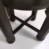Secessionist Durmast Coffee Table with a Shelf and a Round Brass Top, Austria