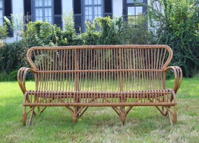 Vintage rattan bench