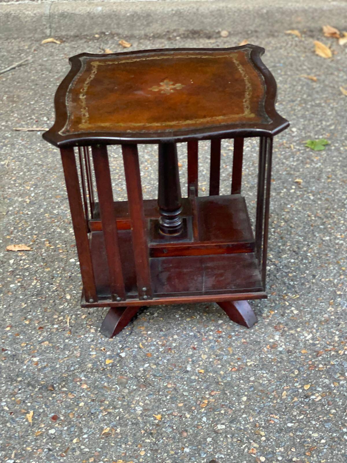 18th century rotating table bookcase on foot