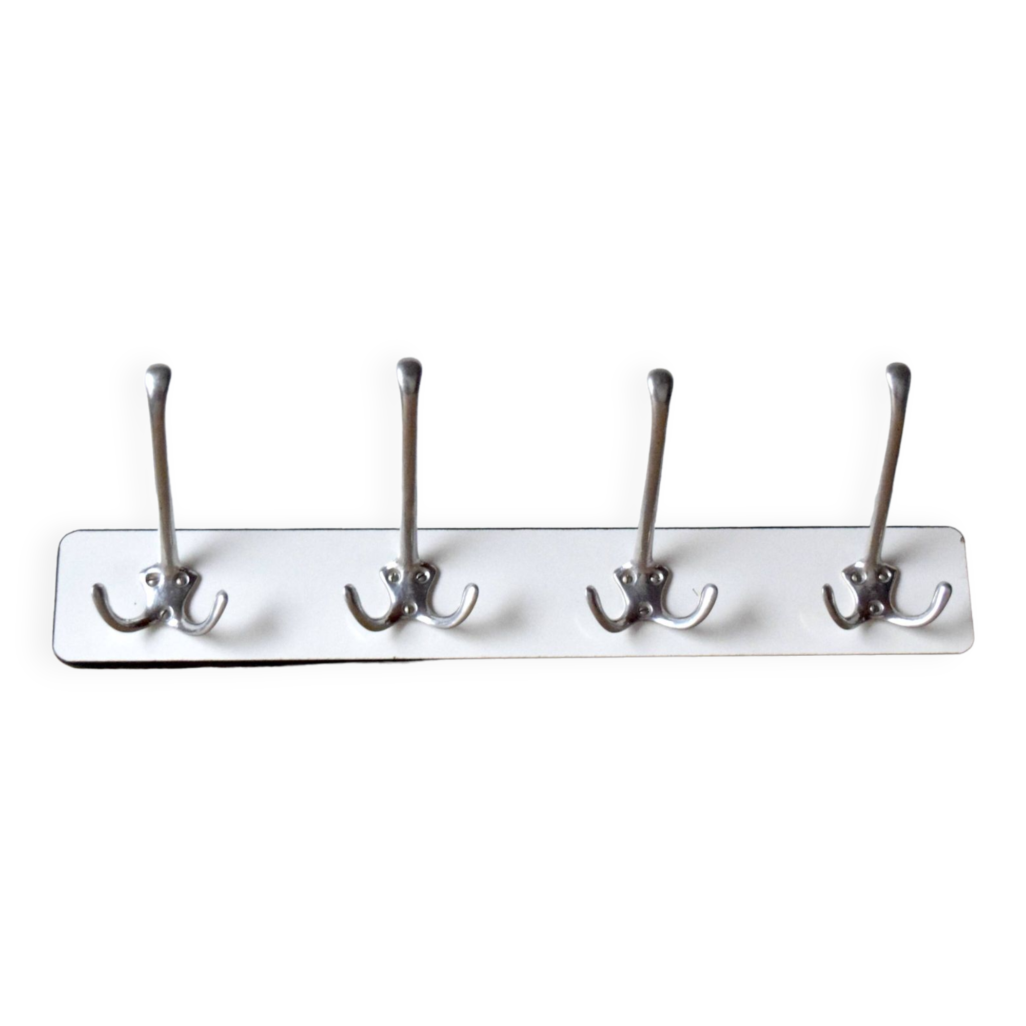 Vintage wall coat rack in white Formica - quadruple hook
