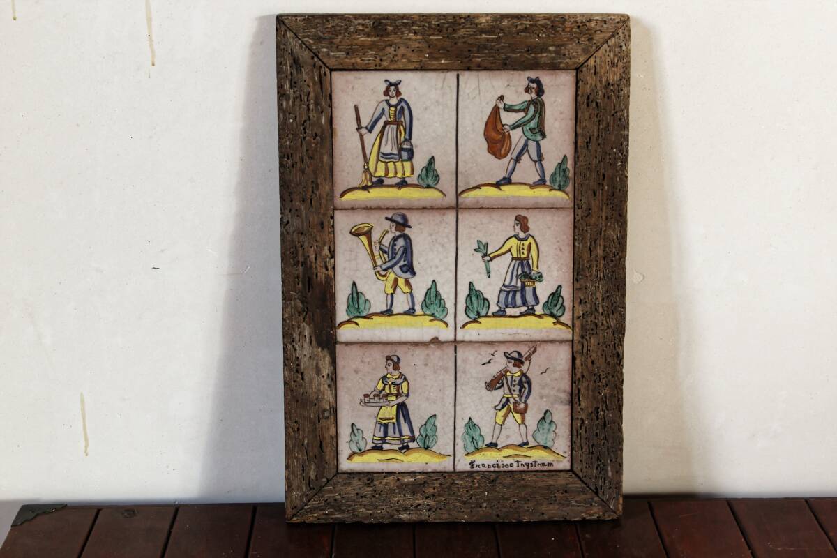 Composition of old Italian earthenware tiles