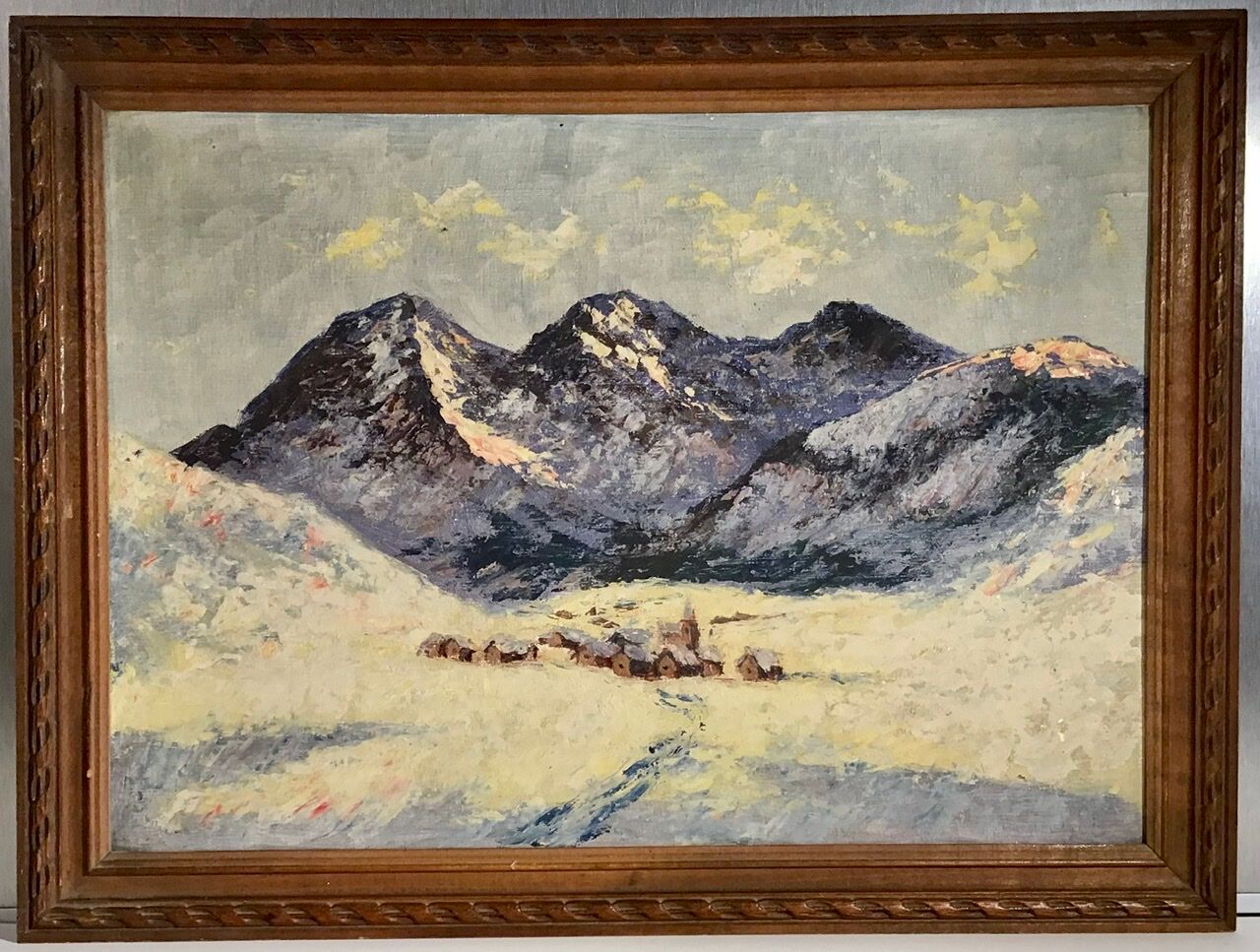 Table, winter landscape under snow 50/60s