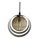 Space Age Chrome Rings Amber Globe Pendant Light