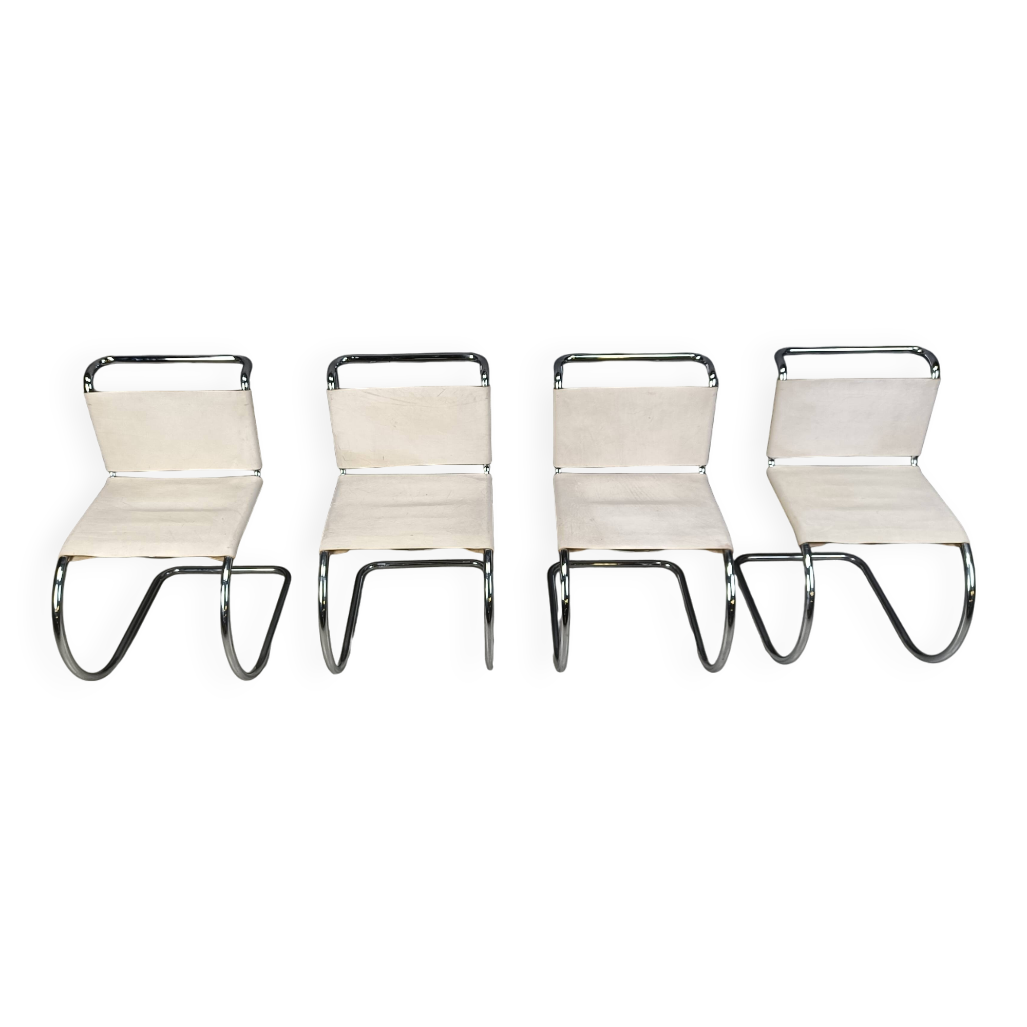 Ensemble de 4 chaises de salle à manger par Mies van der Rohe pour Knoll International, années 1970