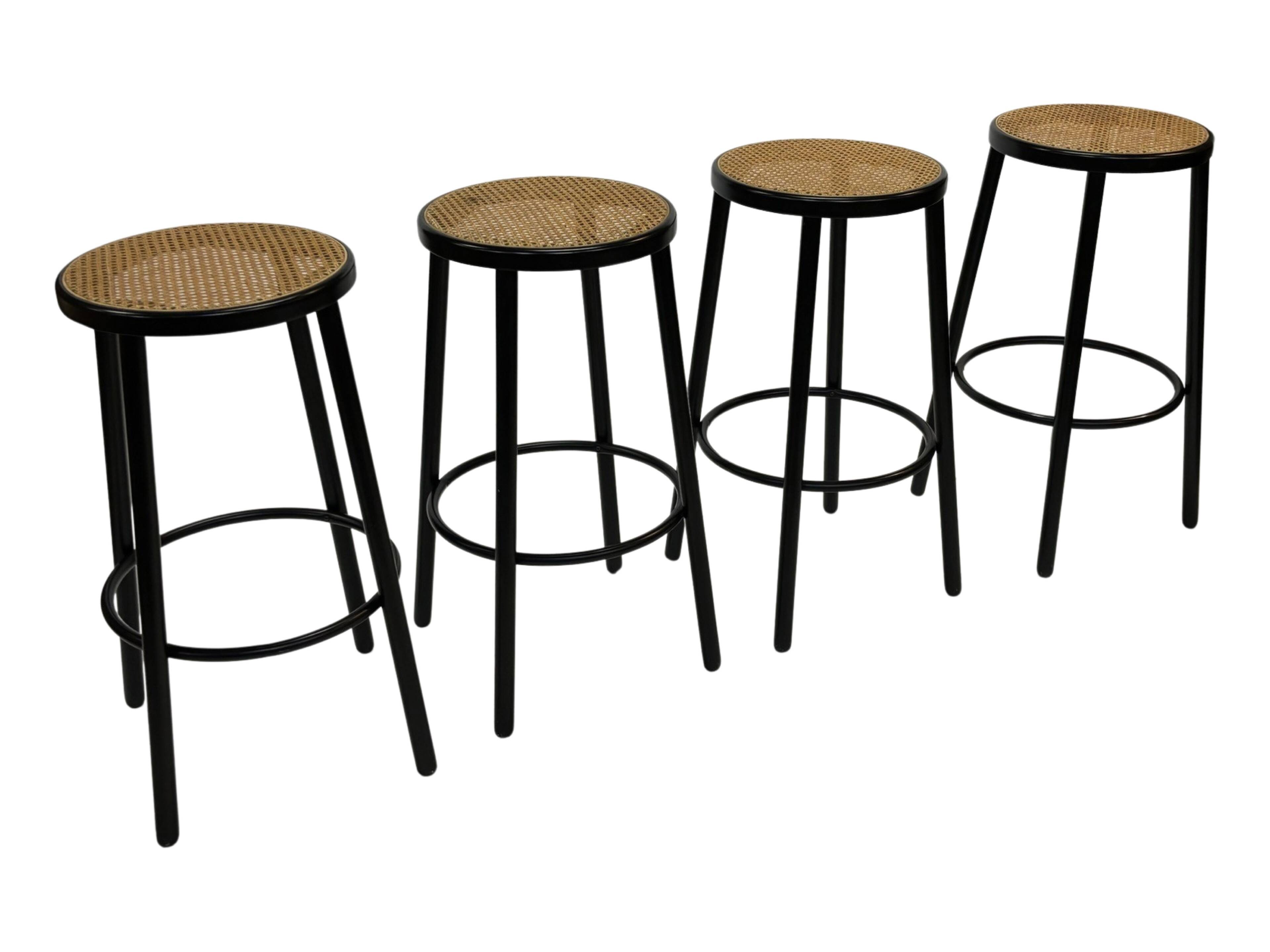 Set of four vintage bar stools - webbing Italian design