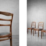 Vintage Mid-Century Danish Modern Elegant Teak & Grey Fabric Chairs, 1960s