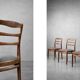 Vintage Mid-Century Danish Modern Elegant Teak & Grey Fabric Chairs, 1960s