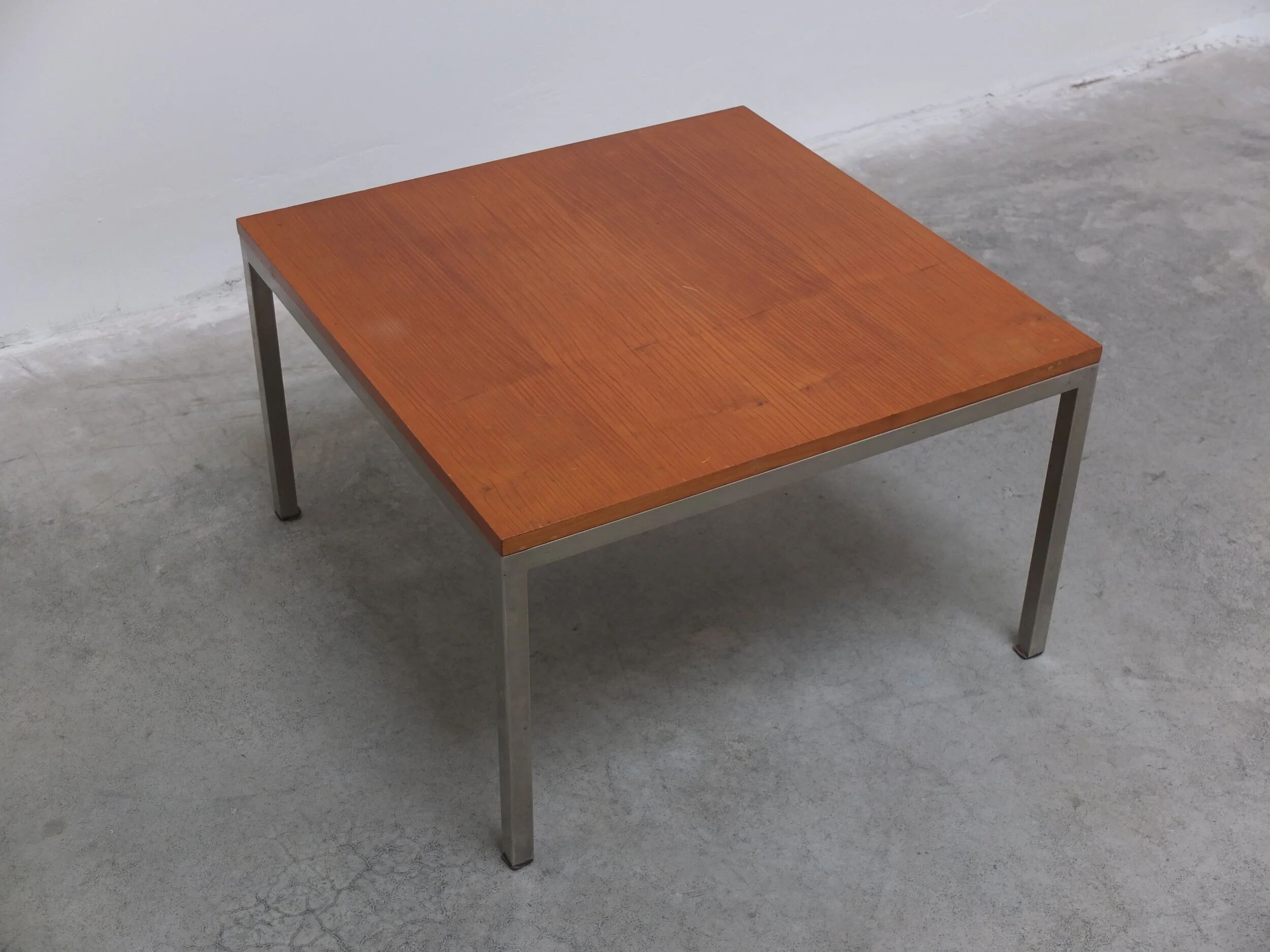 Modernist cherry wood & metal coffee table by Jules Mijs, 1959