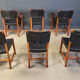Vintage Spanish leather and wood dining chairs, set of 6 - 1970s
