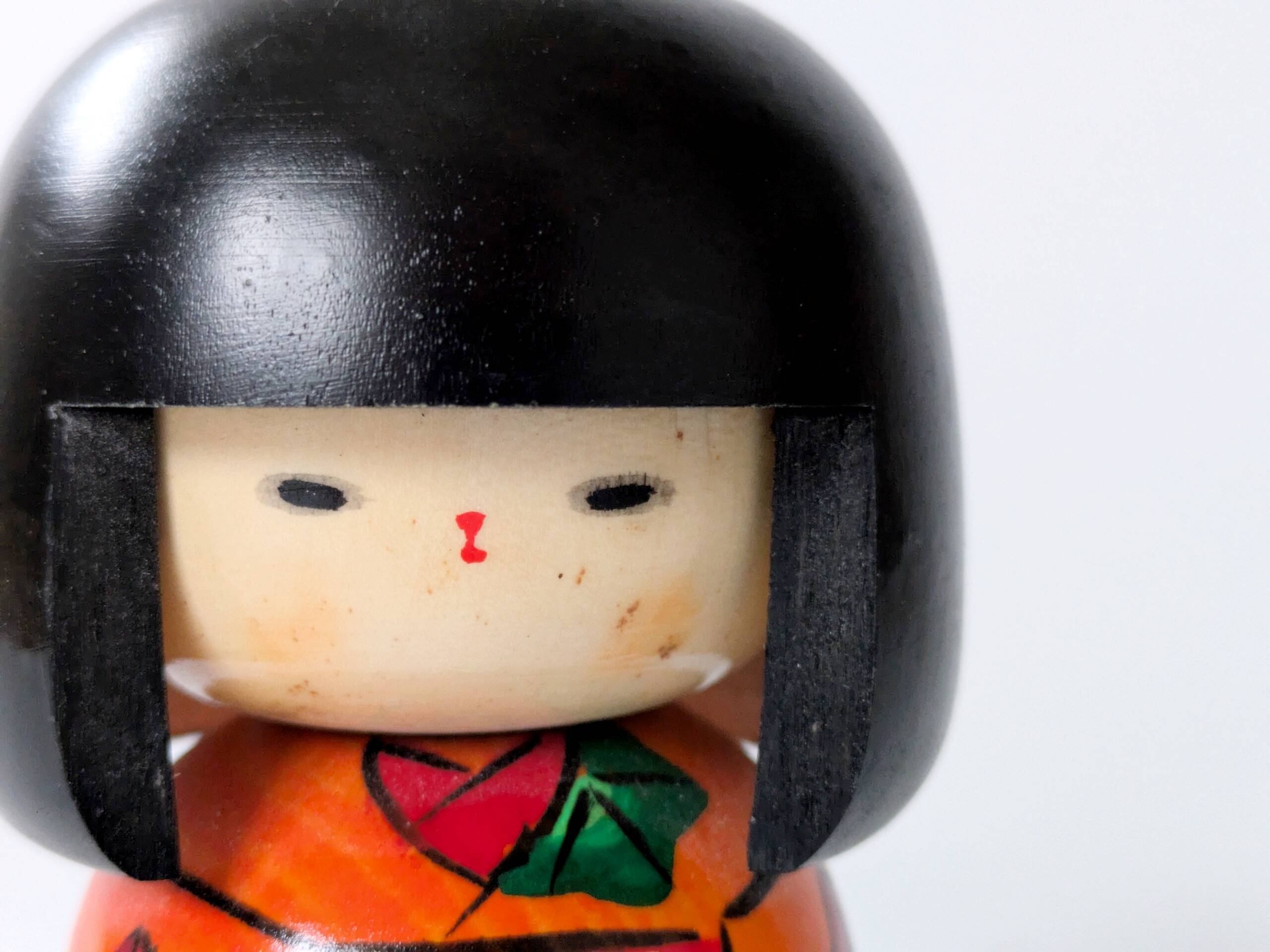 Vintage Japanese kokeshi doll, hand-painted wood