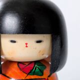 Vintage Japanese kokeshi doll, hand-painted wood