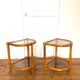 Paire de tables de chevet vintage en rotin et verre fumé