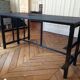 Black metal desk table