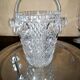 Diamond cut crystal ice bucket with ice tongs