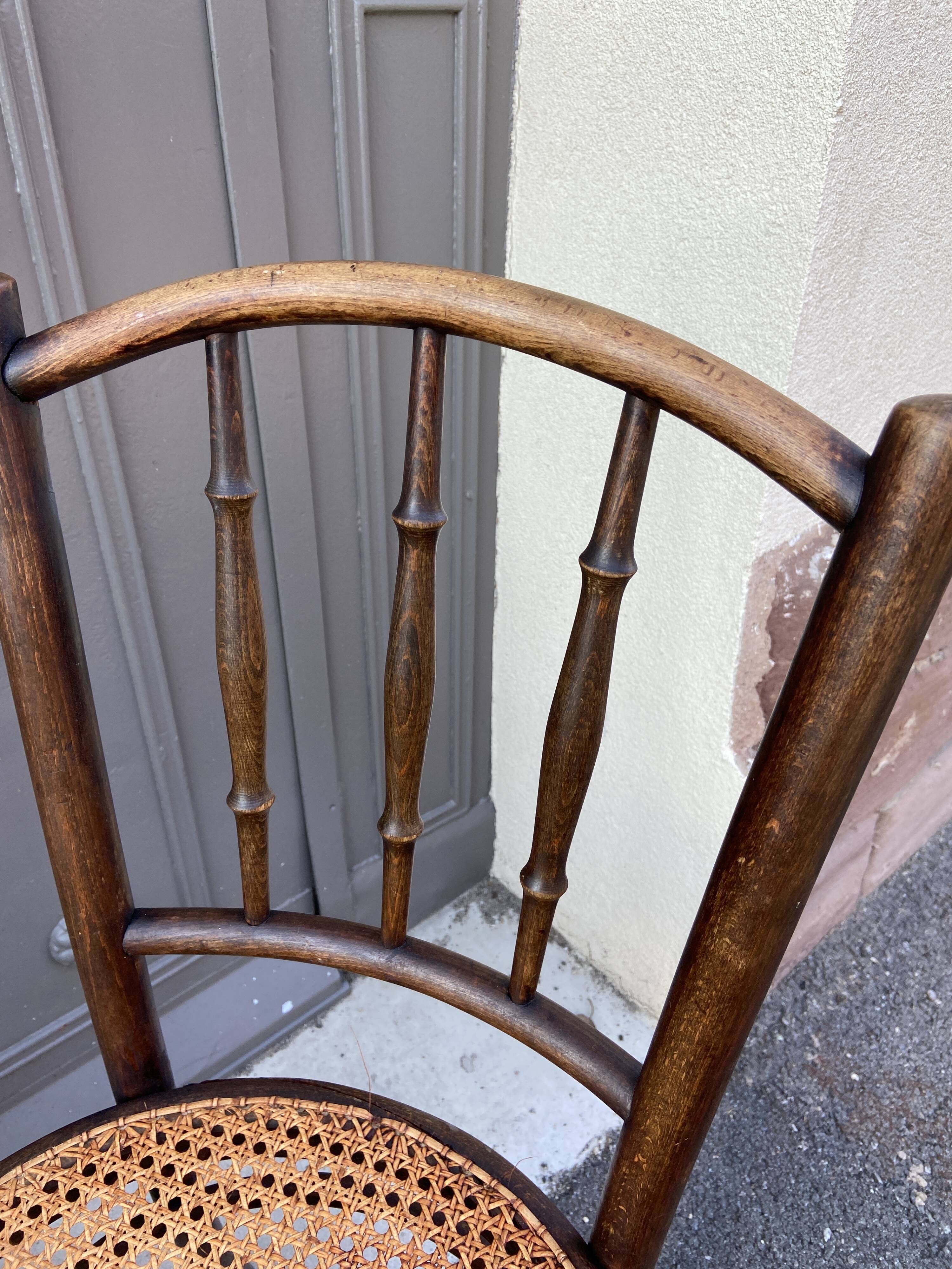 Set of 4 Mismatched pramed wood coffee bistro chairs