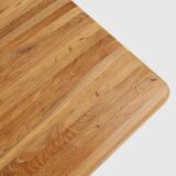 Table à manger brutaliste du milieu du siècle en chêne massif, France ca. 1960