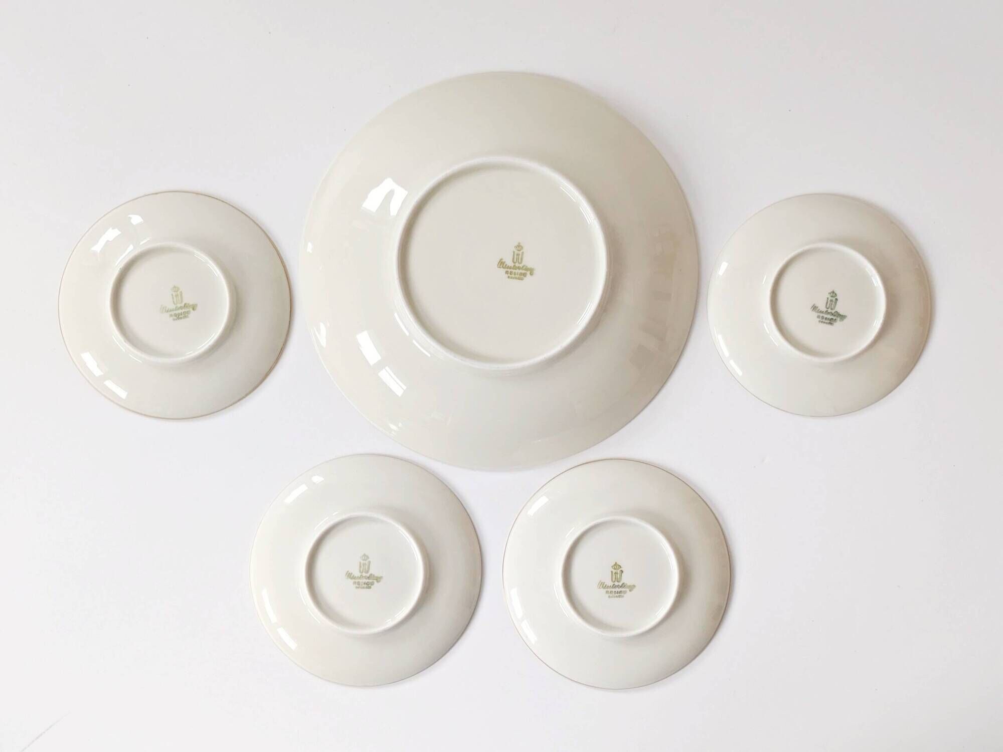 Set of 4 coasters + 1 plate, Winterling Bavaria porcelain, 1960s