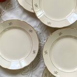 6 flat earthenware plates in beige and gold Villeroy Boch ACC-7227