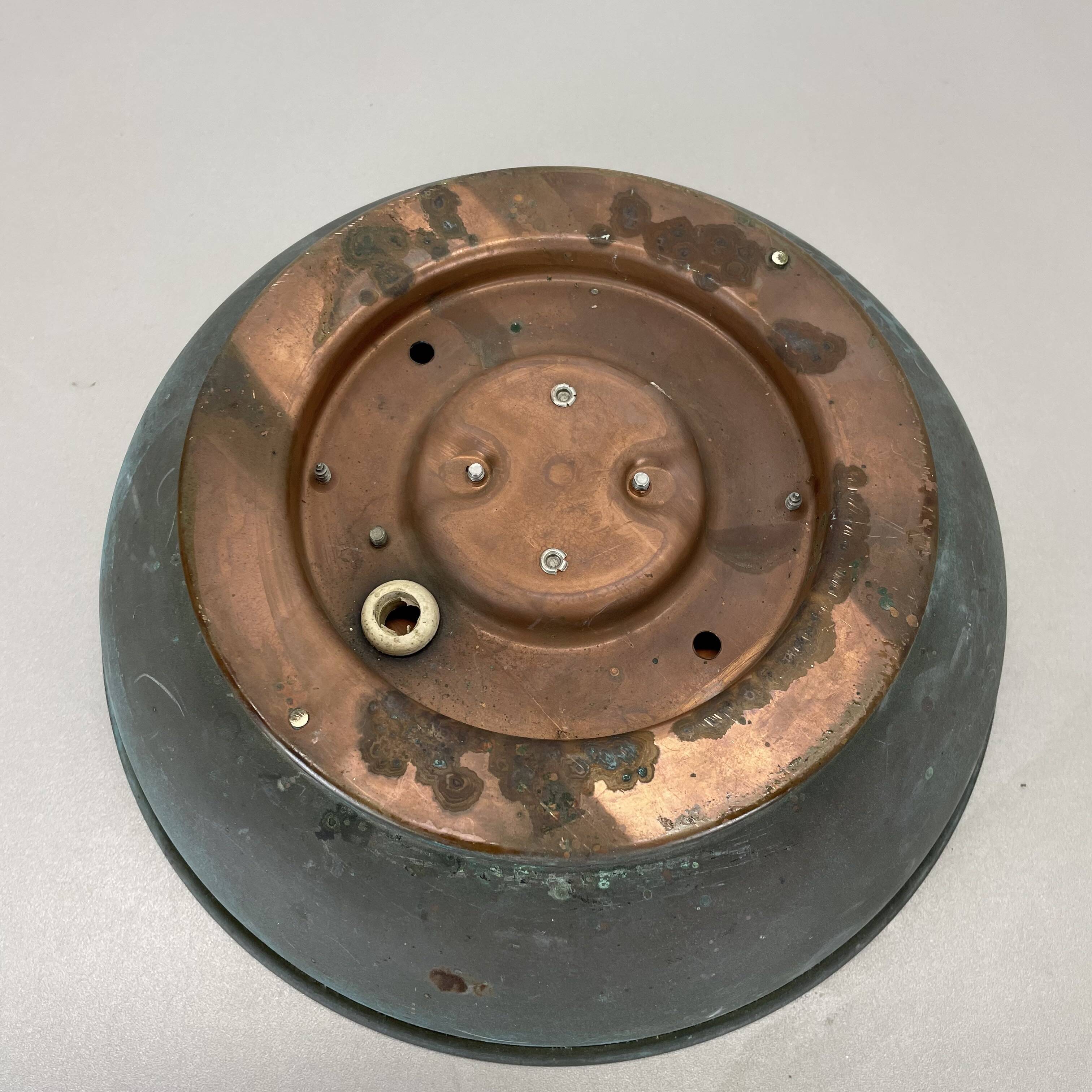 Unique brutalist boom copper and glass wall light by bega lights, germany, 1980s