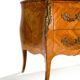 Curved Louis XV style commode in rosewood and red marble, fine.