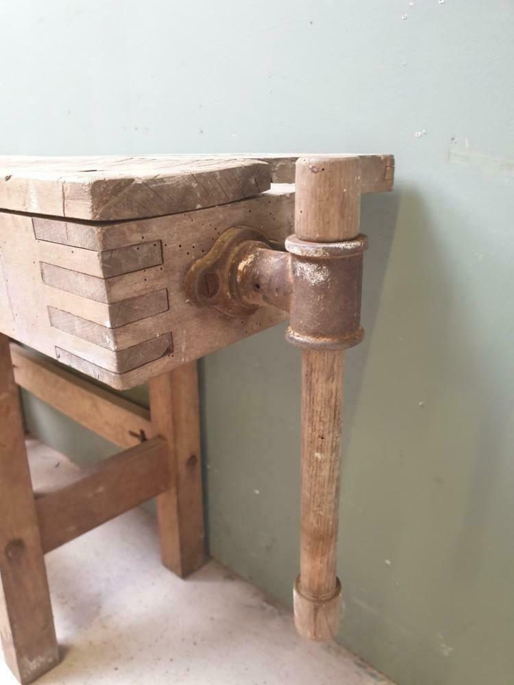 Old wooden workbench sidetable