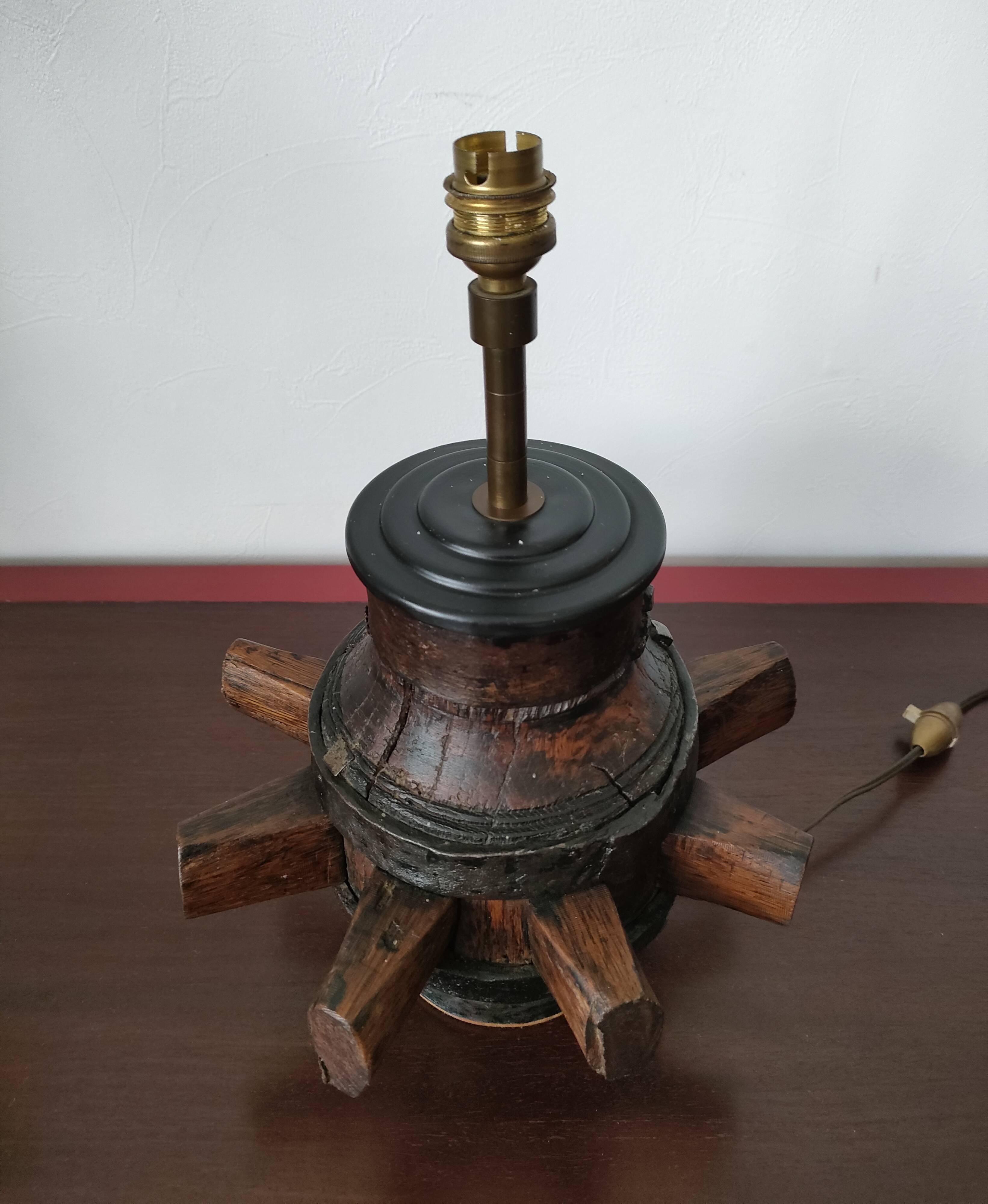 Old wheel hub lamp ~ brutalist art ~ 50's ~ france