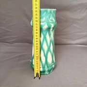 Vintage Glazed Geometric Ceramic Vase Green Blue West Germany 1960 Bay