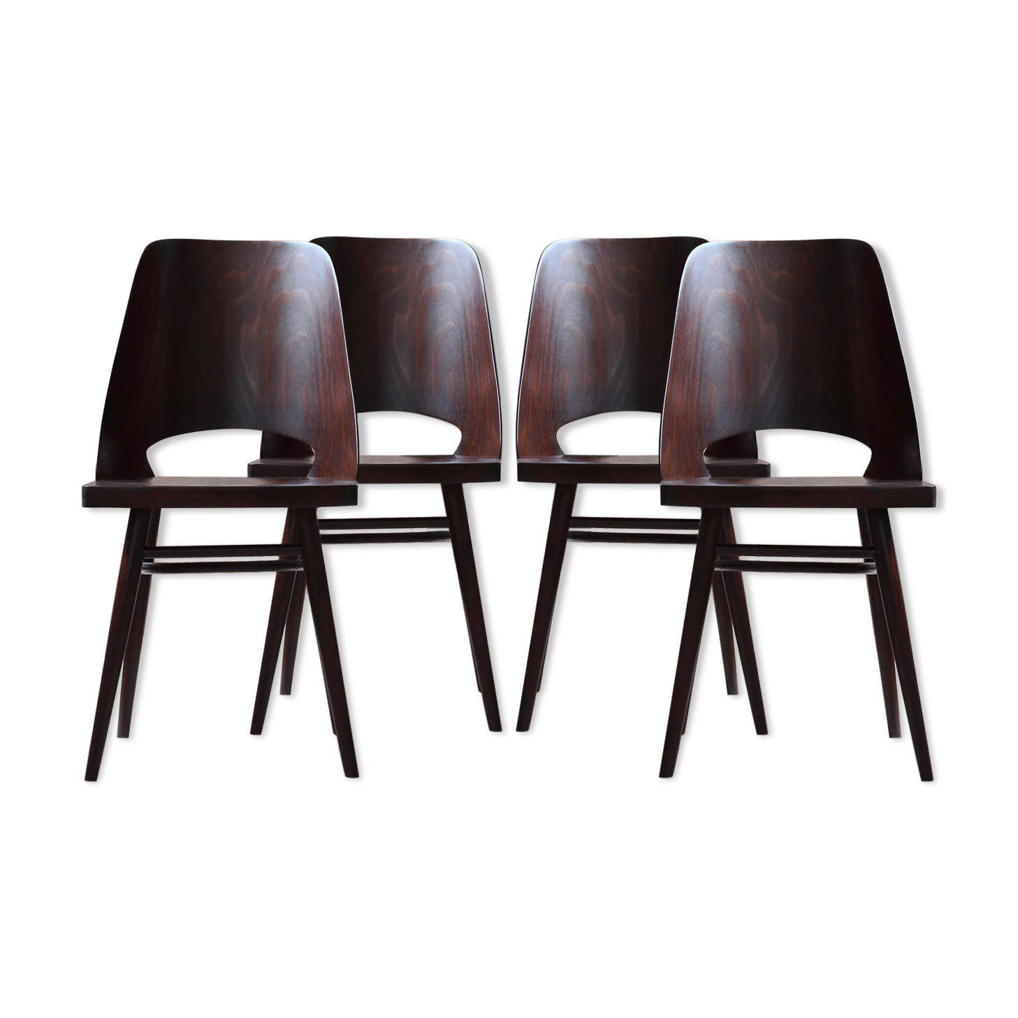Set of 4 dining chairs by Radomir Hofman for TON, model 514, beech veneer