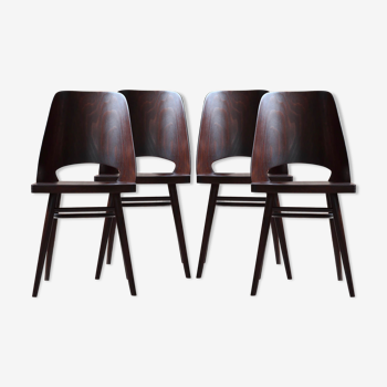 Ensemble de 4 chaises par Radomir Hofman pour TON, modèle 514, placage de hêtre