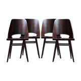 Set of 4 dining chairs by Radomir Hofman for TON, model 514, beech veneer