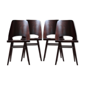 Set of 4 dining chairs by Radomir Hofman for TON, model 514, beech veneer