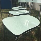 Table and 4 green water formica chairs 60's