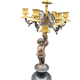 Candelabra with cherub in patinated bronze